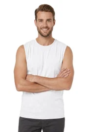 Erkek Premium Kumaş Pamuklu Modal Nefes Alabilir Rahat Bisiklet Yaka Sıfır Kol T-Shirt Özkan 12472