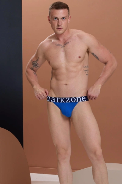 Erkek Saks Mavi Yanları Açık Geniş Lastikli Slip Külot Darkzone DZ-1101-05-S