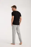 Erkek Siyah Düğmeli Yaka Kısa Kollu Pijama Takımı Akbeniz 6878 Siyah görsel 4