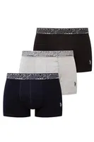 Erkek Siyah - Lacivert - Gri Melanj 3'lü Boxer Us. POLO Assn. 80543 Görsel