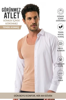 Öts İç Giyim Erkek Tekli Modal Atlet Görünmez Ten Rengi Nefes Alan Doku Öts 1170