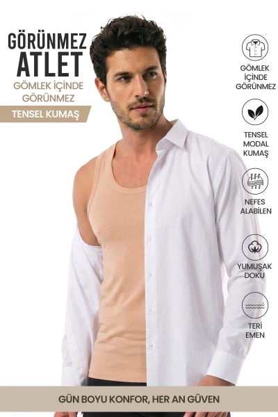 Erkek Tekli Modal Atlet Görünmez Ten Rengi Nefes Alan Doku Öts 1170