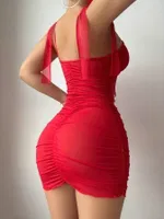 Fantezi Kırmızı Gecelik Jartiyer Takım Feel Lady F267 Kırmızı detay görünüm