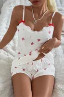 Fiyonk Baskılı Askılı Mini Şort Takım Ruselin 5244 Beyaz görsel 7