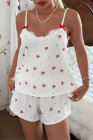 Fiyonk Baskılı Askılı Mini Şort Takım Ruselin 5244 Beyaz görsel 4