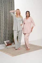 Flanel Ekose Kadın 3'lü Pijama Takımı Bone Club 5903