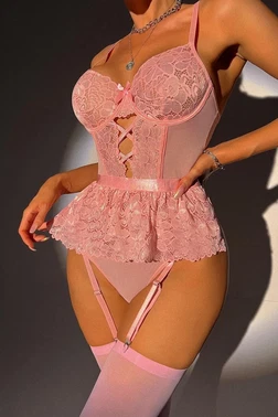 For Dreams Jartiyerli Dantel Kadın Erotik Büstiyer Takım For Dreams 8412 - Alternatif Görünüm