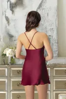Göğsü Dantelli Bordo Saten Sırtı Çapraz Askılı Fantezi Gecelik Pink Night 3858 Bordo detay görünüm