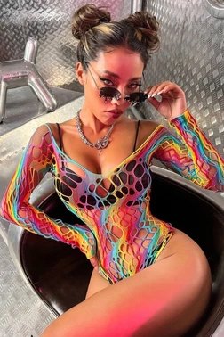 Gökkuşağı Vücut Çorabı Body Ruselin 144