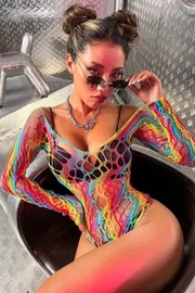 Gökkuşağı Vücut Çorabı Body Ruselin 144