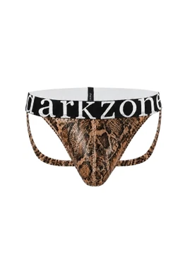 Gold Erkek Fantezi Arkası Açık Yılan Derisi Desenli Deri Jockstrap Darkzone DZ-1401-101-S - Alternatif Görünüm