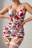 Gül Desenli Beyaz Fantezi Gecelik Lily Bianca LB-309 Beyaz görsel 5