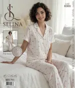 Gül Desenli Gömlek Kadın Pijama Takım Selina 8300 Görsel