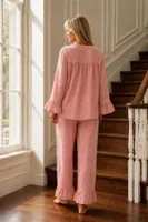Gül Kurusu Fiyonk Detaylı Volan Kollu Müslin Pijama Takımı Bella Notte 61243 Gül Kurusu farklı açı