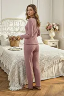 Gül Kurusu Uzun Kollu Zarif Şerit Detaylı Fiyonk Esintili Fit Pijama Takımı Bella Notte 77397 Gül Kurusu görsel 6
