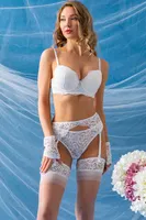 Hafif Destekli Sütyen String Jartiyer Eldiven Çorap Takım Ekru Gallipoli 32322 detay görünüm