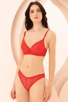 Hafif Destekli Üçlü Sütyen Takım NBB 4850 Kırmızı farklı açı