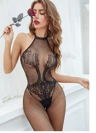 Halter Yaka Dantel Detaylı Fileli Vücut Çorabı So Beautiful 24204