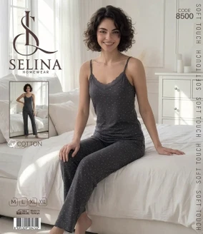 Tekten İp Askılı Pijama Takım Selina 8500