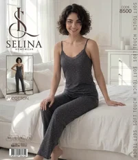 Tekten İp Askılı Pijama Takım Selina 8500