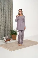 Kadife Kadın 3'lü Pijama Takımı Bone Club 5901 Mor görsel 4