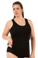 Kadın %100 Pamuklu Ribana Esnek Rahat Biyeli Kalın Askılı Büyük Beden Örme Atlet Özkan 0111-BB Siyah görsel 8