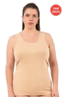 Kadın %100 Pamuklu Ribana Esnek Rahat Biyeli Kalın Askılı Büyük Beden Örme Atlet Özkan 0111-BB Ten görsel 10