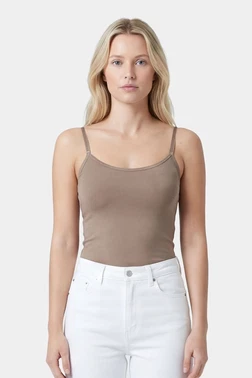 Türen Kadın Ayarlanabilir İp Askılı Pamuklu Atlet Türen 970/Vizon