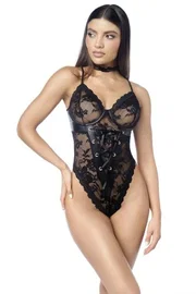 For Dreams Kadın Bağcık Detaylı Siyah Dantel Body For Dreams 8633