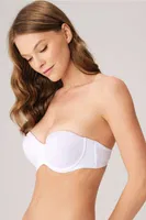 Balenli Destekli Dolgulu Askısız Straplez Günlük Klasik T-Shirt Sütyeni Anıl 3241 Beyaz