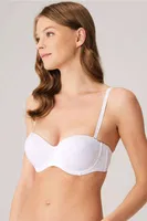 Balenli Destekli Dolgulu Askısız Straplez Günlük Klasik T-Shirt Sütyeni Anıl 3241 Beyaz farklı açı