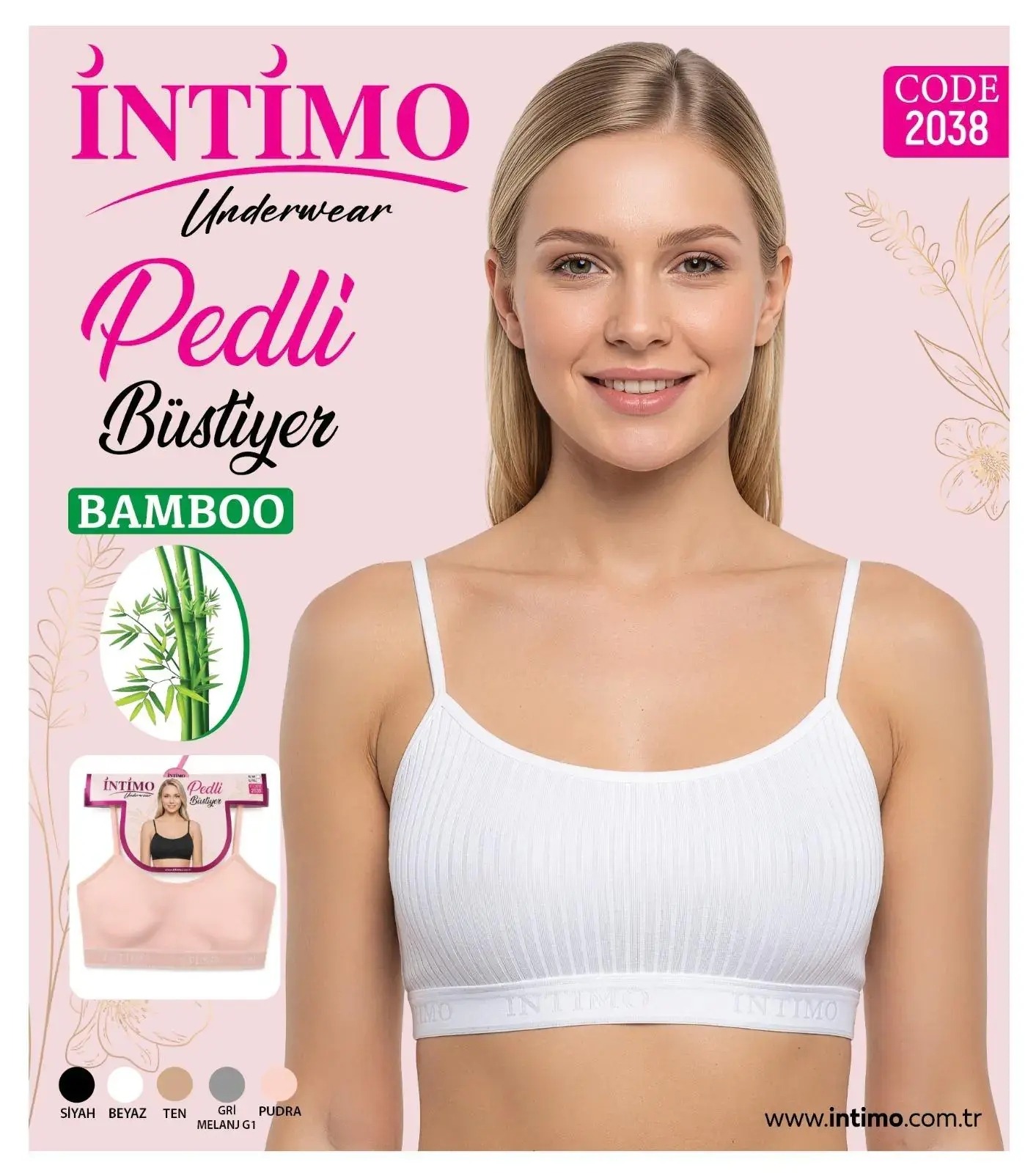 Kadın Bambu İp Askılı Pedli Derbi Bustiyer İntimo 2038