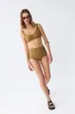 Kadın Basic Hardal Pedli Yüksek Bel Bikini Takımı Akbeniz 35017