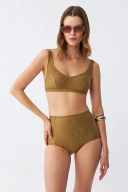 Kadın Basic Hardal Pedli Yüksek Bel Bikini Takımı Akbeniz 35017 - Alternatif Görünüm