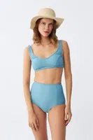Kadın Basic Turkuaz Pedli Yüksek Bel Bikini Takımı Akbeniz 35017 Turkuaz görsel 4