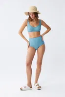 Kadın Basic Turkuaz Pedli Yüksek Bel Bikini Takımı Akbeniz 35017 Turkuaz farklı açı