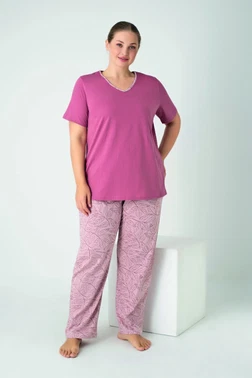 Kadın Battal Penye Süprem Kısa Kol Pijama Takım Confeo C840-921 - Alternatif Görünüm