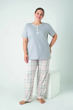 Kadın Battal Penye Süprem Patlı Kısa Kol Pijama Confeo C840-929