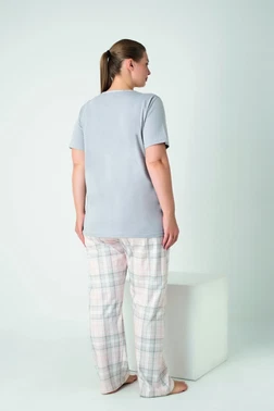 Kadın Battal Penye Süprem Patlı Kısa Kol Pijama Confeo C840-929 - Alternatif Görünüm