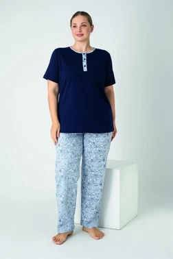Kadın Battal Penye Süprem Patlı Kısa Kol Pijama Takım Confeo C840-936