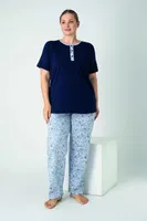 Kadın Battal Penye Süprem Patlı Kısa Kol Pijama Takım Confeo C840-936 Görsel