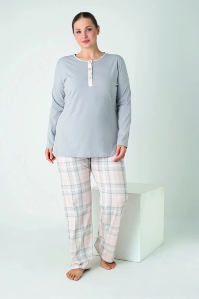 Kadın Battal Penye Süprem Patlı Uzun Kol Pijama Takım Confeo C840-927