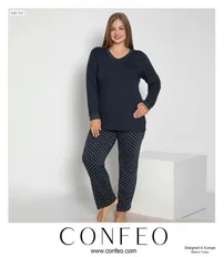 Kadın Battal V Yaka Uzun Kol Pijama Takım Confeo C840-261