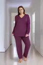 Kadın Battal V Yaka Uzun Kol Pijama Takımı Confeo C840-856