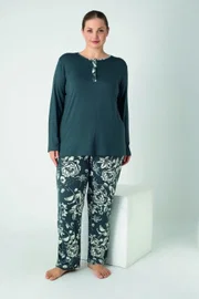 Kadın Battal Viskon Patlı Uzun Kol Pijama Takım Confeo C840-912
