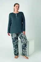 Kadın Battal Viskon Patlı Uzun Kol Pijama Takım Confeo C840-912 Görsel detay görünüm