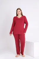 Kadın Battal Viskon Uzun Kol Pijama Confeo C840-205 Bordo farklı açı