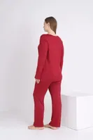 Kadın Battal Viskon Uzun Kol Pijama Confeo C840-205 Bordo görsel 4