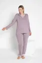 Kadın Battal Viskon V Yaka Uzun Kol Pijama Takımı Confeo C840-817