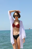 Kadın Beyaz Kimono Pareo Plaj Elbisesi Akbeniz 38049 Beyaz görsel 7
